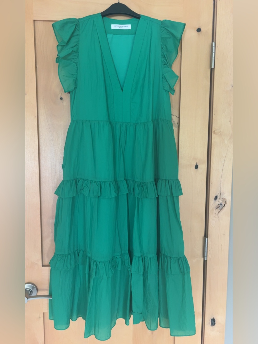 Amanda Uprichard Emerald Green Ruffle Tiered Kids Dress